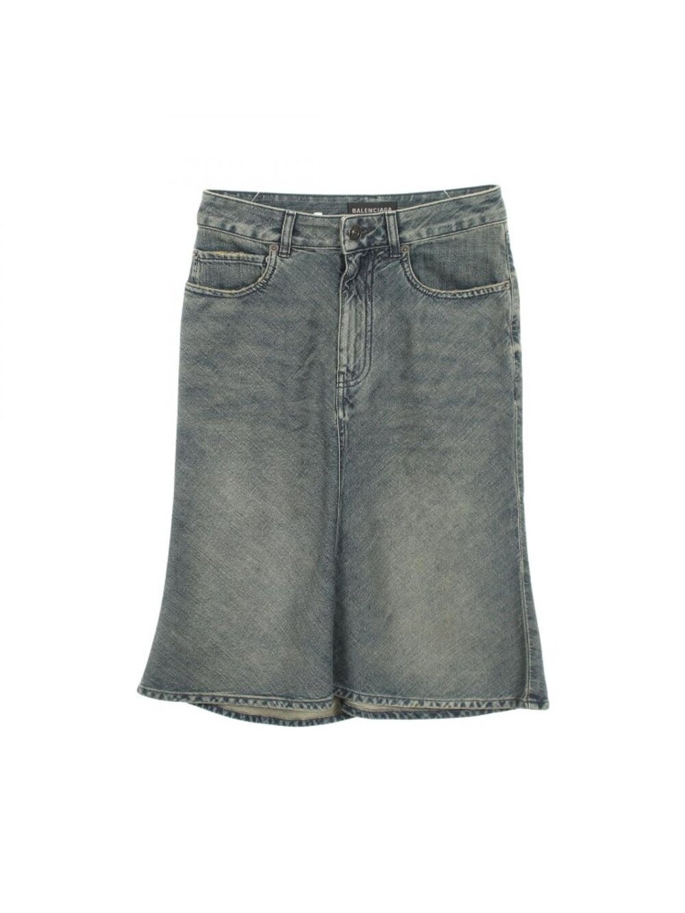 Balenciaga Skirt Godet Distressed Cotton Denim